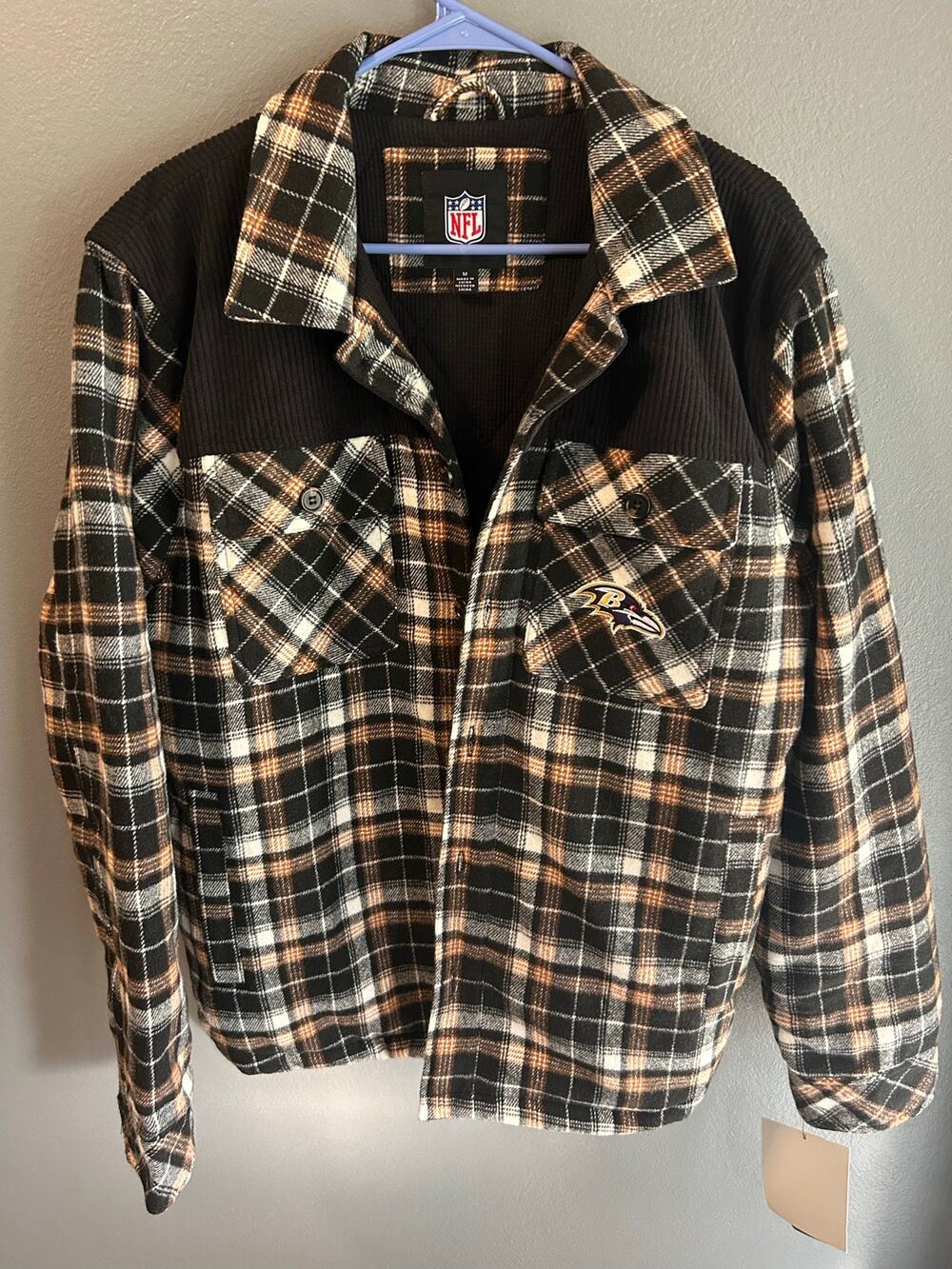 Baltimore Ravens NFL Plaid Quilted Thermal Medium Jacket (NWT)